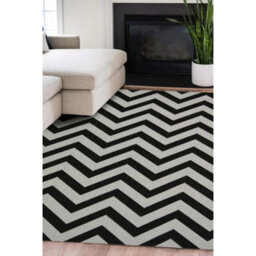 Melrose Eden Chevron Black Stripes Indoor Outdoor Medium Area Rug 3mm Pile Height - 120/170Cm - thumbnail 4
