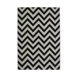 Melrose Eden Chevron Black Stripes Indoor Outdoor Medium Area Rug 3mm Pile Height - 120/170Cm - thumbnail 5