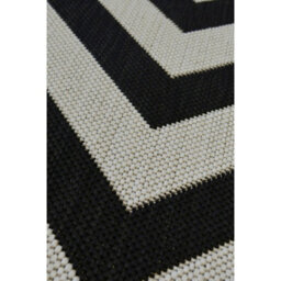 Melrose Eden Chevron Black Stripes Indoor Outdoor Medium Area Rug 3mm Pile Height - 120/170Cm - thumbnail 2