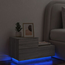 Vidaxl Bedside Cabinet With Led Lights Grey Sonoma 70X36X40.5 Cm - thumbnail 1