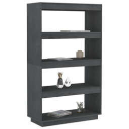 Berkfield Book Cabinet/room Divider Grey 80X35X135 Cm Solid Pinewood - thumbnail 4