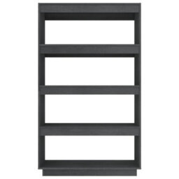 Berkfield Book Cabinet/room Divider Grey 80X35X135 Cm Solid Pinewood - thumbnail 5
