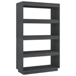 Berkfield Book Cabinet/room Divider Grey 80X35X135 Cm Solid Pinewood - thumbnail 2