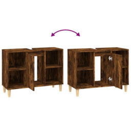 Walplus Sink Cabinet Smoked Oak 80X33X60 Cm Engineered Wood - thumbnail 9