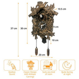 Walplus Brown Vintage Cuckoo Wall Clock - Swinging Pendulum, And Classic Design Wall Clock For Bedroom, Livingroom And Kitchen - thumbnail 7