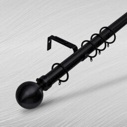Bedlooms Metal Curtain Pole 28mm- Plain Ball Finials 60mm With Strong Extendable Durable Rod Matte Black 70-120 Cm - thumbnail 1