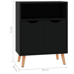 Berkfield Sideboard High Gloss Black 60X30X72 Cm Engineered Wood - thumbnail 8