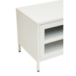 Orsina Industrial Two Door White Metal Media Unit, Classic Livingroom Media Unit, Versatile Shelving Media Unit - thumbnail 9