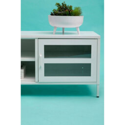 Orsina Industrial Two Door White Metal Media Unit, Classic Livingroom Media Unit, Versatile Shelving Media Unit - thumbnail 8