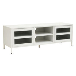 Orsina Industrial Two Door White Metal Media Unit, Classic Livingroom Media Unit, Versatile Shelving Media Unit - thumbnail 3