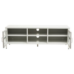 Orsina Industrial Two Door White Metal Media Unit, Classic Livingroom Media Unit, Versatile Shelving Media Unit - thumbnail 2
