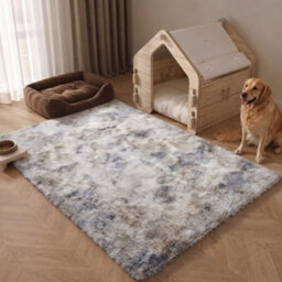 Oxford Homeware Shaggy Rug Anti-Slip Washable Soft Fluffy Living Room And Bedroom Rug (Mottled Light Grey, 60X110Cm) - thumbnail 1