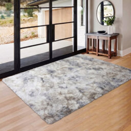 Oxford Homeware Shaggy Rug Anti-Slip Washable Soft Fluffy Living Room And Bedroom Rug (Mottled Light Grey, 60X110Cm) - thumbnail 6