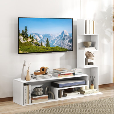 "Costway Cube Tv Stand For Tvs Up To 50"" Media Console Table With Shelves-White" - image 1