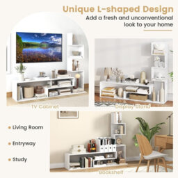 "Costway Cube Tv Stand For Tvs Up To 50"" Media Console Table With Shelves-White" - thumbnail 6