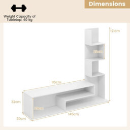 "Costway Cube Tv Stand For Tvs Up To 50"" Media Console Table With Shelves-White" - thumbnail 2