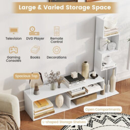 "Costway Cube Tv Stand For Tvs Up To 50"" Media Console Table With Shelves-White" - thumbnail 5