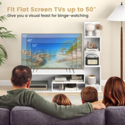 "Costway Cube Tv Stand For Tvs Up To 50"" Media Console Table With Shelves-White" - thumbnail 4