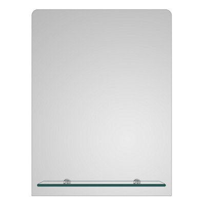 Plum&clay Avola Rectangular Frameless Bathroon Mirror With Glass Shelf (H)60Cm (W)45Cm - image 1