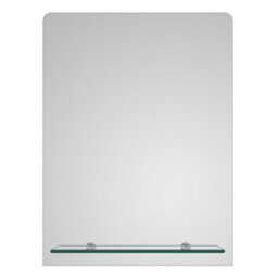 Plum&clay Avola Rectangular Frameless Bathroon Mirror With Glass Shelf (H)60Cm (W)45Cm