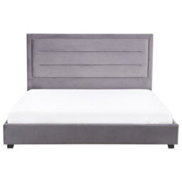 Beliani Bed Velvet Rouen 180 X 200 Cm (Eu Super King) Dark Grey - thumbnail 4