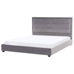Beliani Bed Velvet Rouen 180 X 200 Cm (Eu Super King) Dark Grey - thumbnail 1