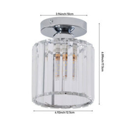 Thehotsale E27 Modern Flush Mount Crystal Ceiling Light With Chrome Base, 60W - thumbnail 6