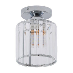 Thehotsale E27 Modern Flush Mount Crystal Ceiling Light With Chrome Base, 60W - thumbnail 4