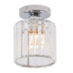 Thehotsale E27 Modern Flush Mount Crystal Ceiling Light With Chrome Base, 60W - thumbnail 5