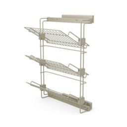 Emuca Pull-Out Side Shoe Rack For Closets And Walk-In Closets Hack, Right, Painted Stone Grey, Steel