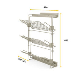 Emuca Pull-Out Side Shoe Rack For Closets And Walk-In Closets Hack, Right, Painted Stone Grey, Steel - thumbnail 4