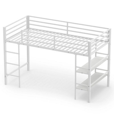 Single Size Metal Loft Bed W/ Storage Shelves - image 1