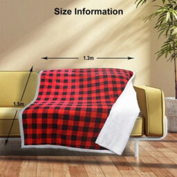 Red Checked Sherpa Fleece Blanket Fluffy Throw Double 150X130Cm Check Tartan - thumbnail 2