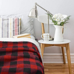 Red Checked Sherpa Fleece Blanket Fluffy Throw Double 150X130Cm Check Tartan - thumbnail 5