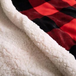 Red Checked Sherpa Fleece Blanket Fluffy Throw Double 150X130Cm Check Tartan - thumbnail 3