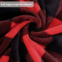 Red Checked Sherpa Fleece Blanket Fluffy Throw Double 150X130Cm Check Tartan - thumbnail 6