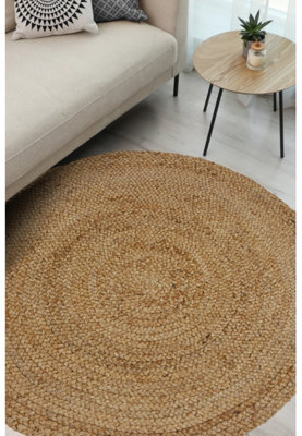 Melrose Modern Style Rugs Relay Natural Round Jute Hardwearing Durable Indoor Circular Style Area Living Room 10mm Pile Height 133X133Cm - image 1