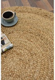 Melrose Modern Style Rugs Relay Natural Round Jute Hardwearing Durable Indoor Circular Style Area Living Room 10mm Pile Height 133X133Cm - thumbnail 2