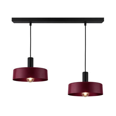 Luminosa Lighting Luminosa Wine Bar Pendant Ceiling Light Black, Burgundy 2X E27 - image 1