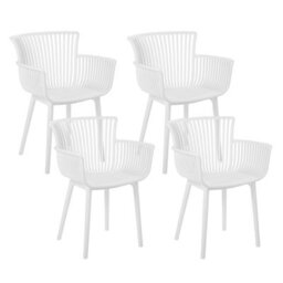 Beliani Set Of 4 Garden Chairs Pesaro White - thumbnail 1