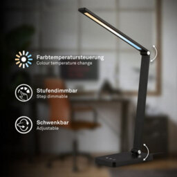 Briloner Led Desk Lamp Black 4.8W 400Lm Cct Touch Dimmer Memory Usb-C Reading Office Light Colour Changing - thumbnail 2