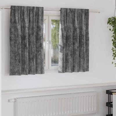 Berkfield Curtain With Curtains 2 Pcs Grey 140 X 140 Cm Velvet - image 1