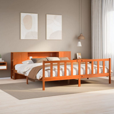 Berkfield Bookcase Bed Without Mattress Wax Brown 200X200 Cm Solid Wood Pine - image 1