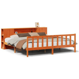 Berkfield Bookcase Bed Without Mattress Wax Brown 200X200 Cm Solid Wood Pine - thumbnail 2