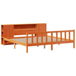 Berkfield Bookcase Bed Without Mattress Wax Brown 200X200 Cm Solid Wood Pine - thumbnail 3