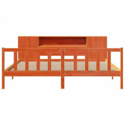 Berkfield Bookcase Bed Without Mattress Wax Brown 200X200 Cm Solid Wood Pine - thumbnail 4