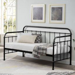 SlumberWorx Ickleford Industrial Living Room Bedroom Black Metal Day Bed Frame