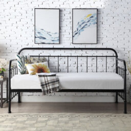 SlumberWorx Ickleford Industrial Living Room Bedroom Black Metal Day Bed Frame - thumbnail 2