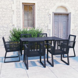 Berkfield 7 Piece Outdoor Dining Set Pvc Rattan Black - thumbnail 1