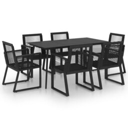 Berkfield 7 Piece Outdoor Dining Set Pvc Rattan Black - thumbnail 2